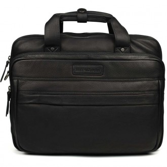 Большая кожаная сумка для ноутбука 17 дюймов Hill Burry HB4075A черная. . фото 4