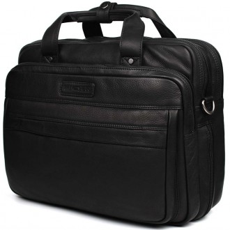 Большая кожаная сумка для ноутбука 17 дюймов Hill Burry HB4075A черная. . фото 2