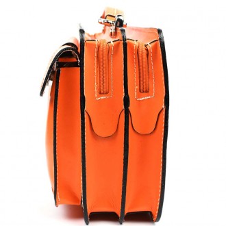 Женский кожаный портфель Firenze FR7007O оранжевый. . фото 5