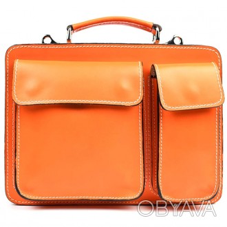 Женский кожаный портфель Firenze FR7007O оранжевый. . фото 1