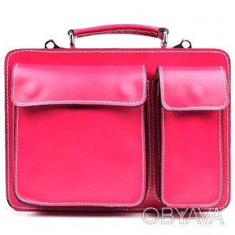 Женский кожаный портфель Firenze FR7007M розовый. . фото 1