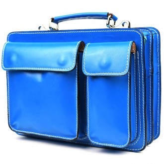 Женский кожаный портфель Firenze FR7007K голубой. . фото 4