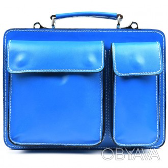 Женский кожаный портфель Firenze FR7007K голубой. . фото 1