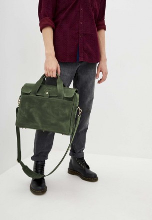 Мужская сумка-портфель из натуральной кожи зеленая RE-1812-4lx TARWA от украинск. . фото 6