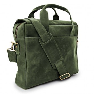 Мужская сумка-портфель из натуральной кожи зеленая RE-1812-4lx TARWA от украинск. . фото 3