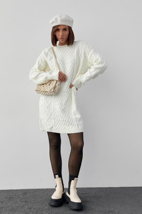 Вязаное платье-туника в стиле оверсайз подарит тебе максимум тепла и уюта в сезо. . фото 10
