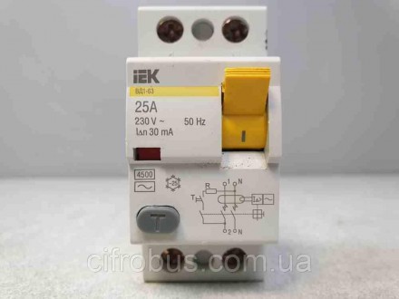 Автоматический выключатель IEK ВД1-63/25А
Характеристики: 
- Номинальный ток 25А. . фото 2