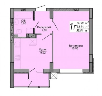 Продаж 1-кімнатна квартира 33.2 м2 на 1 поверсі (але по висоті, як другий) в кла. Версаль ЖК. фото 4