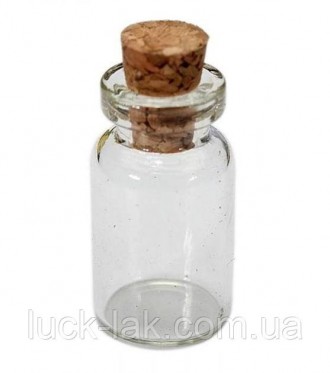 Стеклянная миниатюрная баночка с деревянной пробкой для хранения мелочей или соз. . фото 3