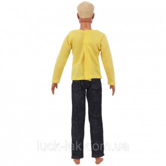 Брючный костюм для Кена, джинсы и футболка с длинным рукавом ( белый или жёлтый . . фото 3