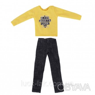 Брючный костюм для Кена, джинсы и футболка с длинным рукавом ( белый или жёлтый . . фото 1