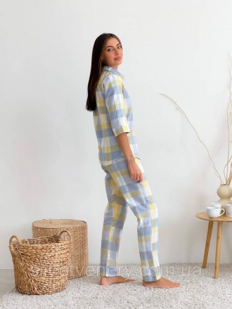 Фланелева піжама жіноча комплект домашнього одягу: сорочка та штани. Тканина фла. . фото 5
