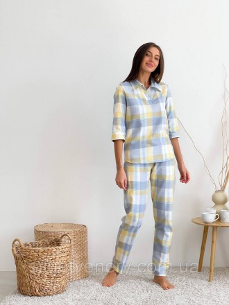 Фланелева піжама жіноча комплект домашнього одягу: сорочка та штани. Тканина фла. . фото 3
