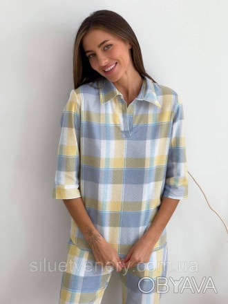 Фланелева піжама жіноча комплект домашнього одягу: сорочка та штани. Тканина фла. . фото 1