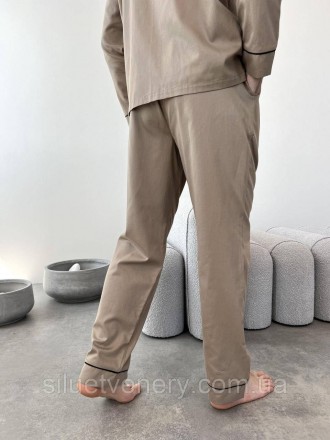 Елегантний чоловічий піжамний комплект (сорочка+штани). Натуральна тканина сатин. . фото 5