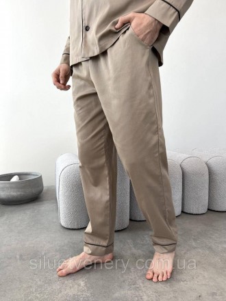 Елегантний чоловічий піжамний комплект (сорочка+штани). Натуральна тканина сатин. . фото 9