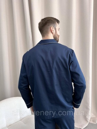 Ошатний гарний чоловічий піжамний комплект (сорочка+штани). Натуральна тканина с. . фото 9