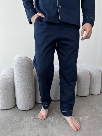 Ошатний гарний чоловічий піжамний комплект (сорочка+штани). Натуральна тканина с. . фото 7