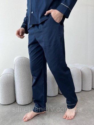Ошатний гарний чоловічий піжамний комплект (сорочка+штани). Натуральна тканина с. . фото 6