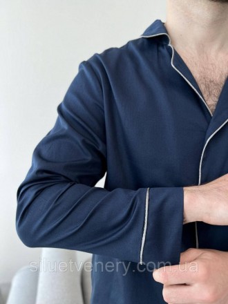 Ошатний гарний чоловічий піжамний комплект (сорочка+штани). Натуральна тканина с. . фото 5