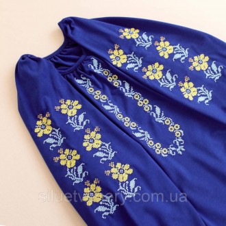 Ошатна блуза з українською вишивкою, жовто-блакитний орнамент. Жіноча вишиванка . . фото 3