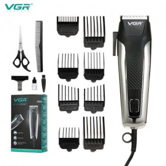 Описание Профессиональная машинка для стрижки волос 8 насадок VGR V-120 Pro Черн. . фото 2