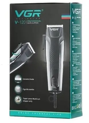 Описание Профессиональная машинка для стрижки волос 8 насадок VGR V-120 Pro Черн. . фото 11