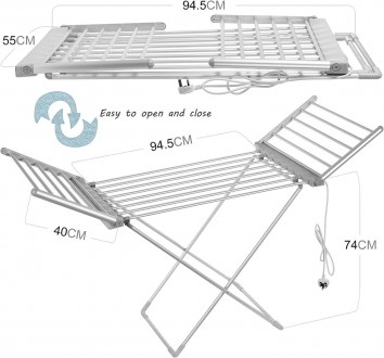 Электрическая складная сушилка для белья Rainberg с подогревом и крышкой, энерго. . фото 8