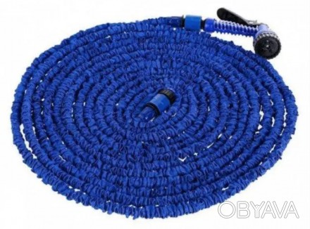 Шланг садовый поливочный X-hose 75 метров синий | растягивающийся шланг для поли. . фото 1