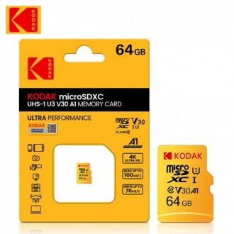 MicroSD Карта памяти Kodak UHS-L V30 A1 - идеальная для съемки 4k UltraHD видео . . фото 7