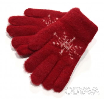 Детские теплые вязанные перчатки, двойные с начесом. Очень мягкие и приятные пер. . фото 1