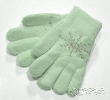 Детские теплые вязанные перчатки, двойные с начесом. Очень мягкие и приятные пер. . фото 1