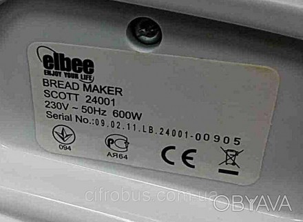 Хлібопічка ELBEE Scott 24001
Потужність, 600 Вт; 
Вага випіканого хліба, г 750-9. . фото 1