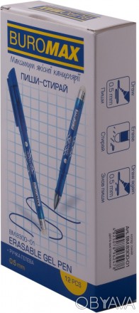 ![CDATA[Ручка гелева "пиши-стирай" Erase Slim, синій, 0.5 mm 12 шт. в уп. // Раб. . фото 1