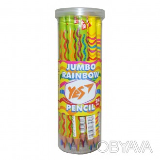 ![CDATA[Олівець "YES" Jumbo "Rainbow" з шестиколірним грифелем, трикутний 24 шт.. . фото 1