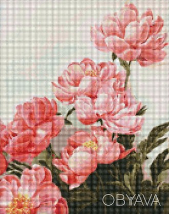 ![CDATA[Набір з алмазною мозаїкою "Букет рожевих півоній" 40х50см Работаем с 201. . фото 1