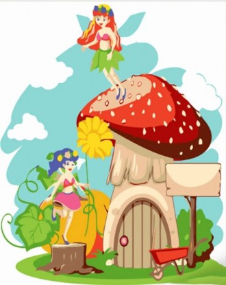 Набір для розпису по номерах Феї на грибочку Strateg розміром 30х30 см (ES141). Дніпро. фото 1