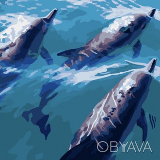 ![CDATA[Набір для розпису по номерах Швидкі дельфіни Strateg розміром 40х40 см (. . фото 1