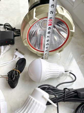 Светодиодный фонарь 50W+25WCOB SMD LED(4W) 1*Lead acid battery 6000mAH2*3W LED B. . фото 10