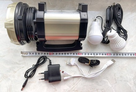 Светодиодный фонарь 50W+25WCOB SMD LED(4W) 1*Lead acid battery 6000mAH2*3W LED B. . фото 3