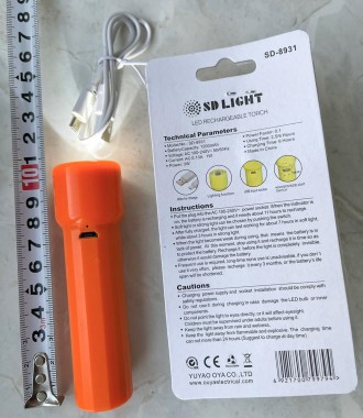 Фонарь светодиодный 1W+SMD LED (1W)1*Lithium batery = 1200mAH0.8M USB CHARGING C. . фото 4