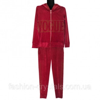 
розкішний велюровий костюм у модному червоному кольорі, декорований аплікацією . . фото 5