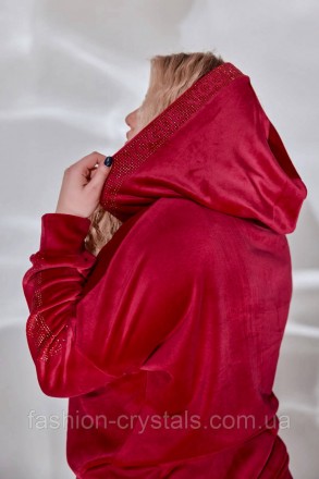 
розкішний велюровий костюм у модному червоному кольорі, декорований аплікацією . . фото 7