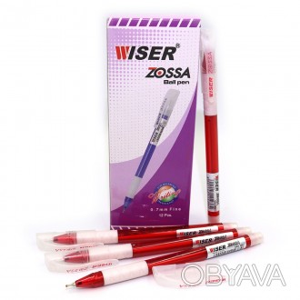 ![CDATA[Ручка масл. Wiser "Zossa" 0,7мм с грипом красная 12 шт. в уп. // Работае. . фото 1