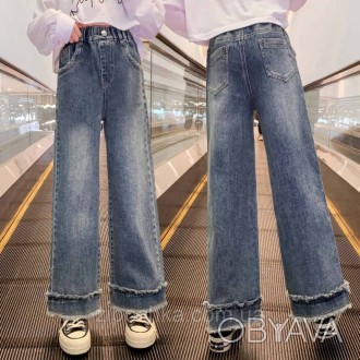 Кюлоти стильні джинси, 120,130,140р
120р. - довжина - 69см, півобхват бедер - 38. . фото 1