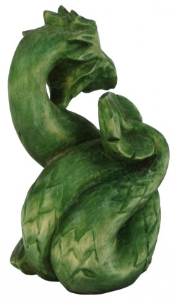 Авторская деревянная фигурка, статуэтка ручной работы Зеленый Древесный Дракон с. . фото 7