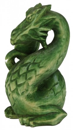 Авторская деревянная фигурка, статуэтка ручной работы Зеленый Древесный Дракон с. . фото 4