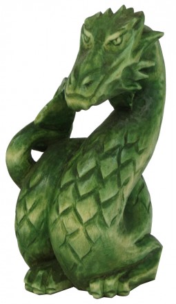 Авторская деревянная фигурка, статуэтка ручной работы Зеленый Древесный Дракон с. . фото 3