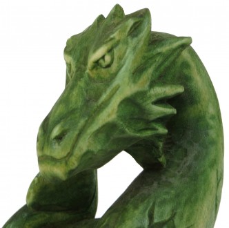 Авторская деревянная фигурка, статуэтка ручной работы Зеленый Древесный Дракон с. . фото 10