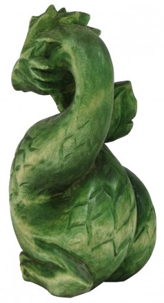 Авторская деревянная фигурка, статуэтка ручной работы Зеленый Древесный Дракон с. . фото 8